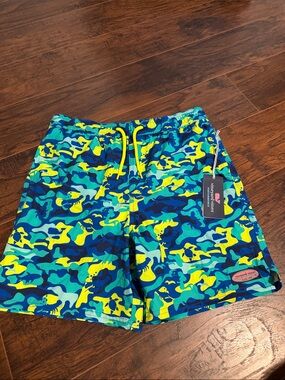 Vineyard Vines Blue, Teal & Yellow Camo Swim Shorts